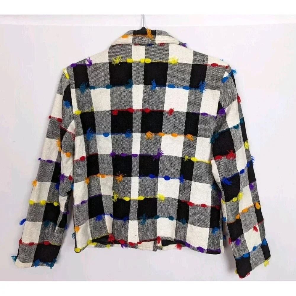 VTG 90s Drapers and Damons M Gingham Checkered Colorful Jacket Coat Button Up - Picture 6 of 13